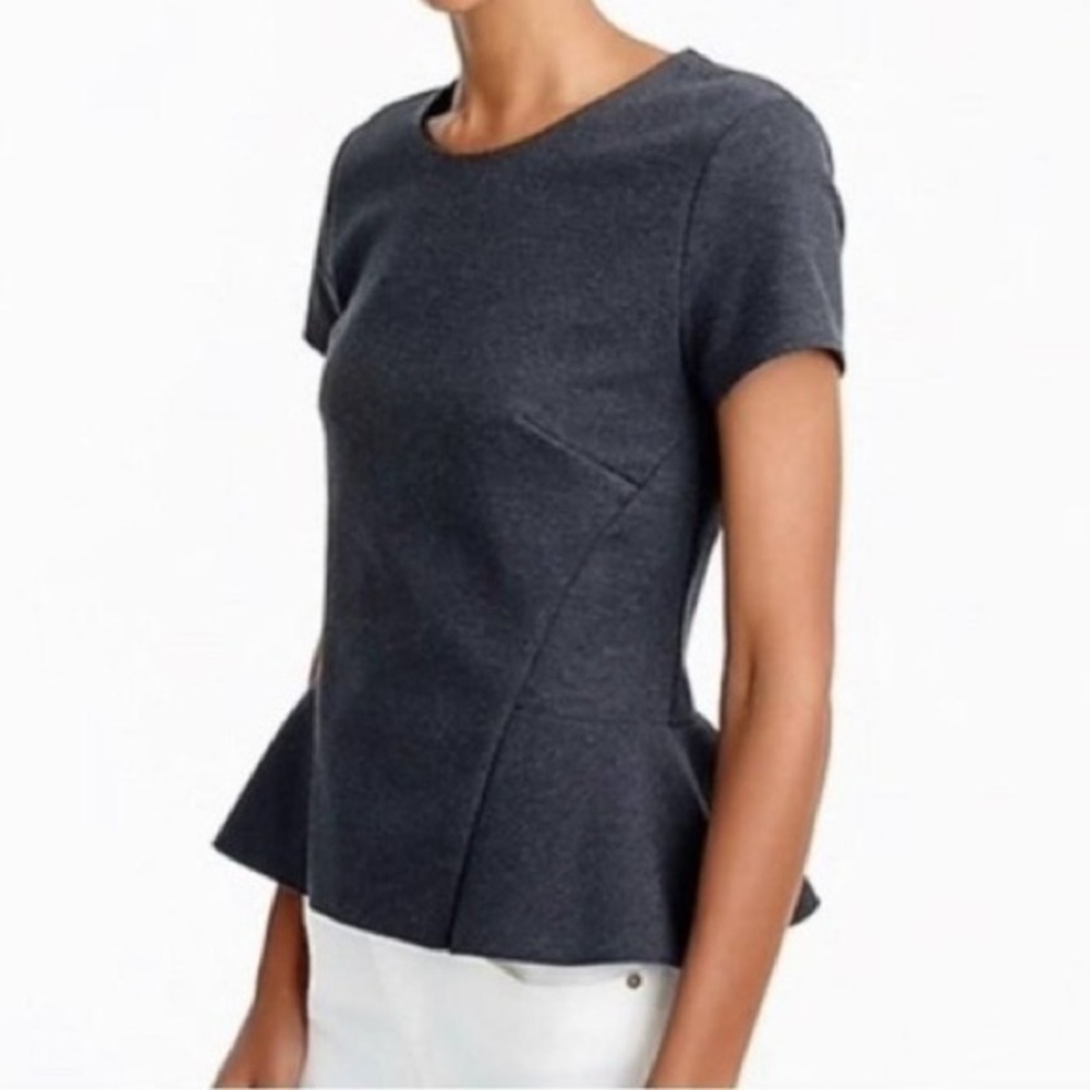 J. Crew Dark Gray Short Sleeve Peplum Top